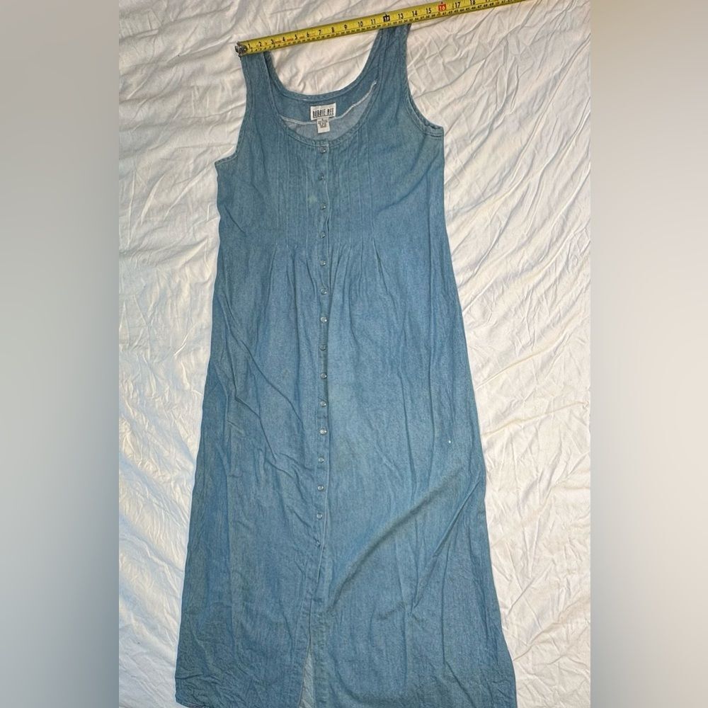 Vintage 90s Robbie Bee Chambray Tank Maxi Dress Button Front | Size 8 - Picture 8 of 12